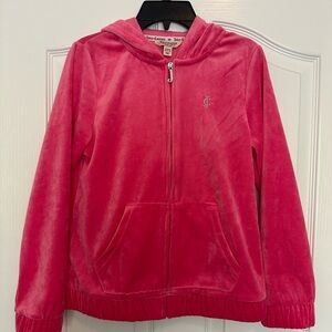 Juicy Couture Girls Velour Hoodie in Vibrant Pink Size L